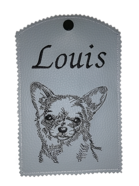 Ausweishülle mit Name Louis bestick Farbe grau